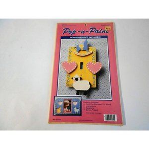 Pop N Paint Cut Wood Baby Nursery Switch Plate Cover and Picture Frame 1985